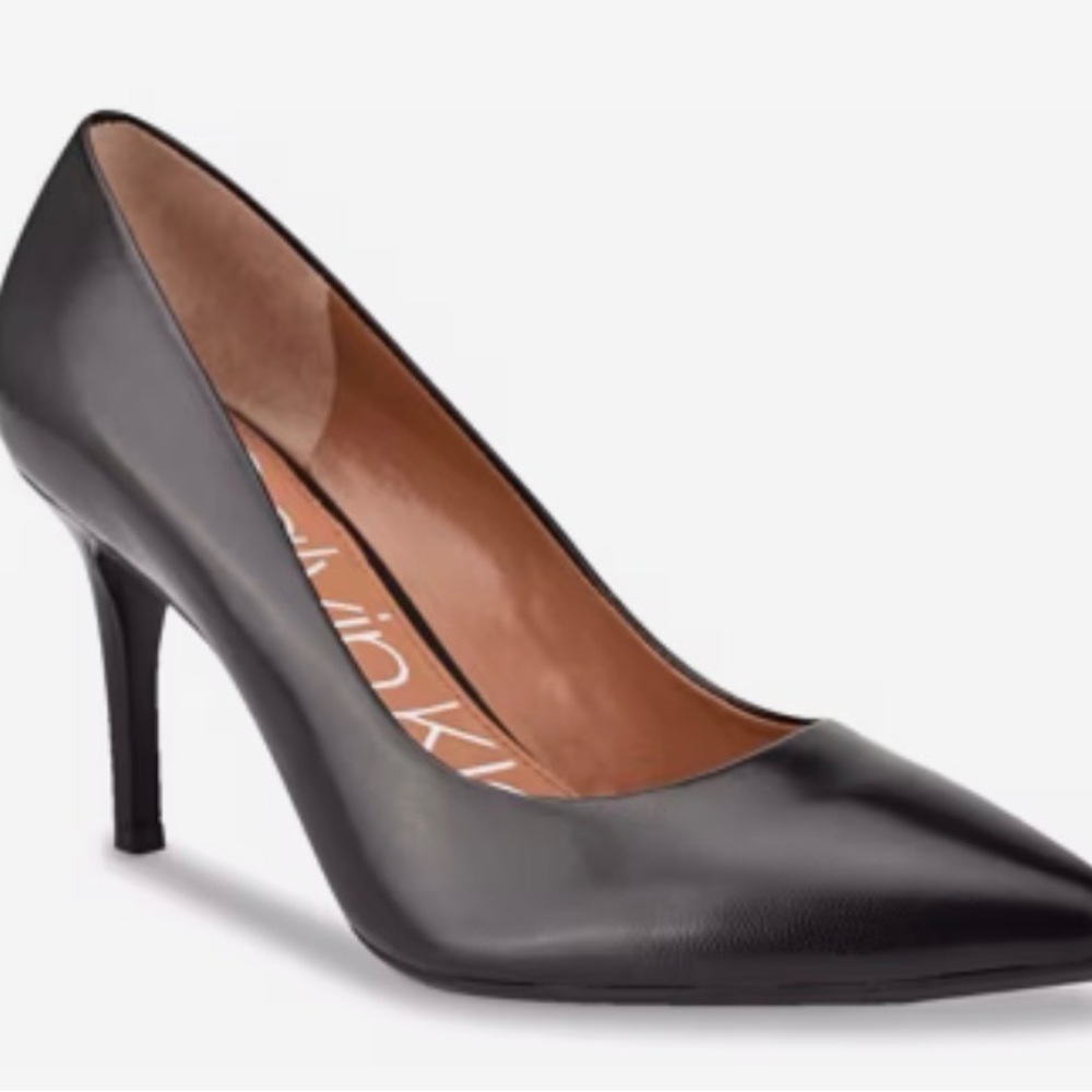 Brand New Calvin Klein Black Leather Gayle Pumps/Heels- 7W